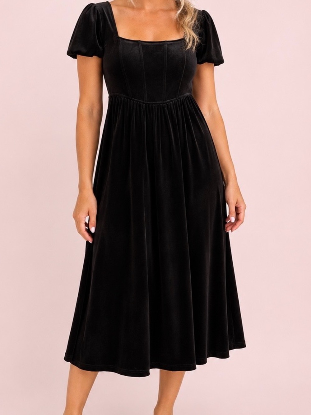 NEW Altar’d State Black Velvet Corset Midi / Maxi Dress Size Large NWT